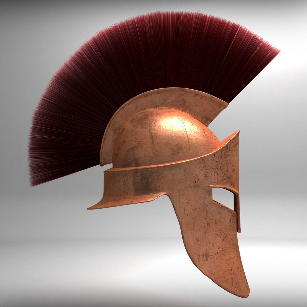 Spartan Helmet HairFur 3D model_3