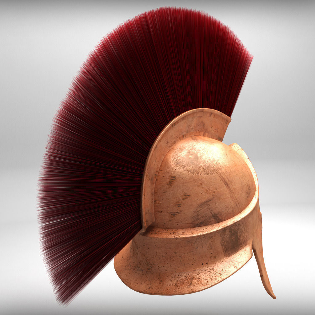 Spartan Helmet HairFur 3D model_2