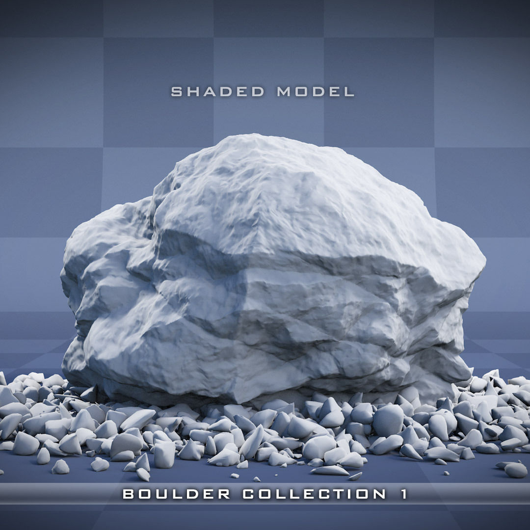 Realistic Boulder Collection 01 3D model_10