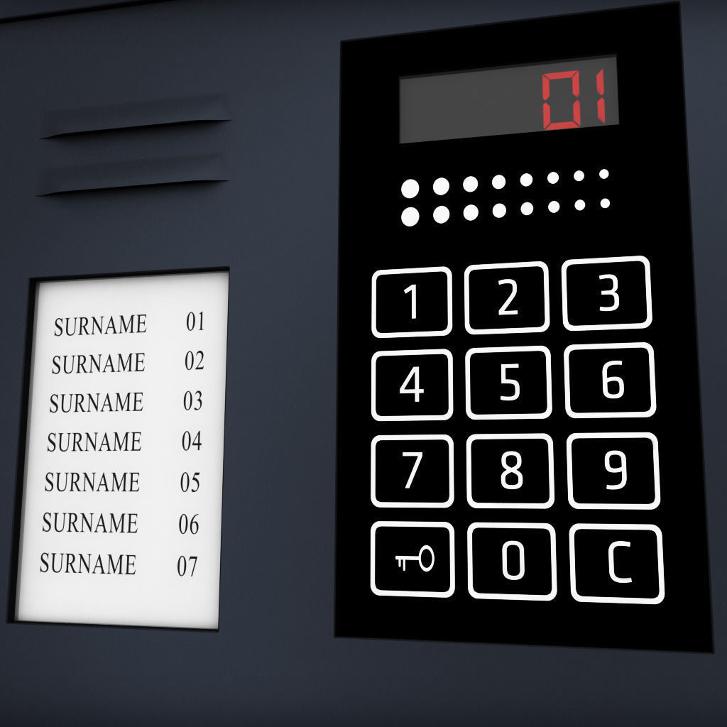 Intercom low poly keypad on wall Low-poly 3D model_2