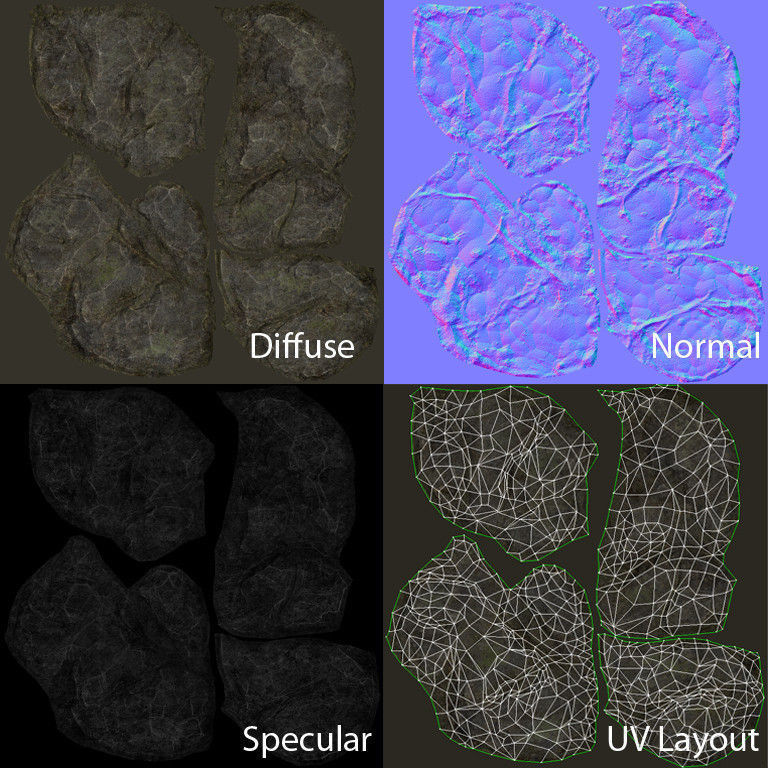 Forest Rock Low-poly 3D model_5