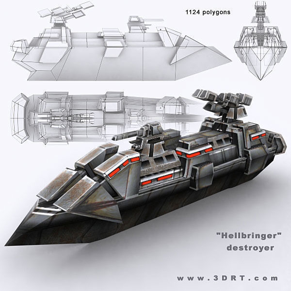 Sci-Fi Naval collection Low-poly 3D model_2
