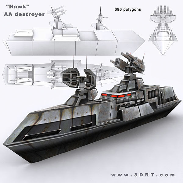 Sci-Fi Naval collection Low-poly 3D model_4