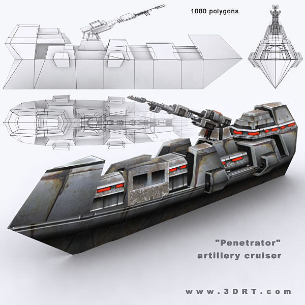 Sci-Fi Naval collection Low-poly 3D model_7