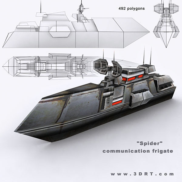 Sci-Fi Naval collection Low-poly 3D model_10