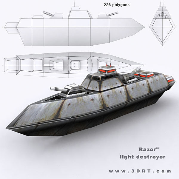Sci-Fi Naval collection Low-poly 3D model_21