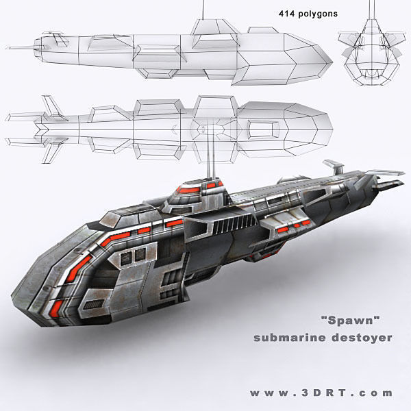 Sci-Fi Naval collection Low-poly 3D model_12