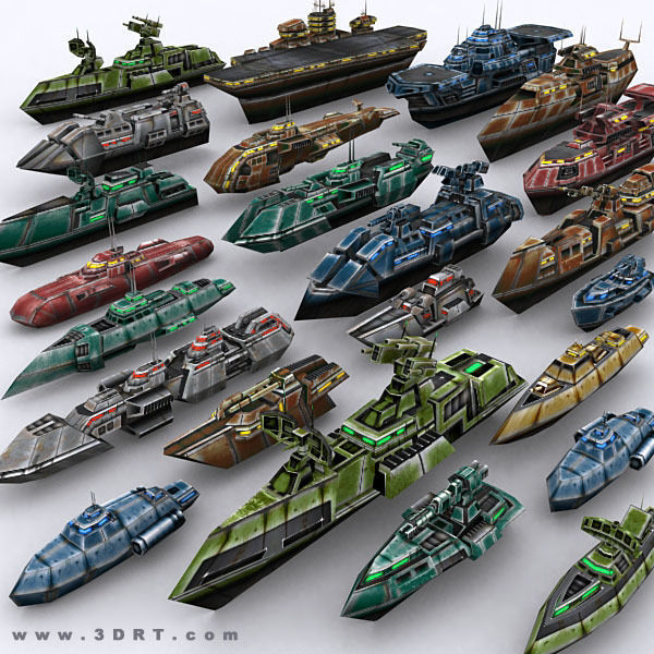 Sci-Fi Naval collection Low-poly 3D model_23