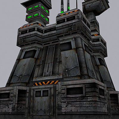 Sci-Fi Buildings collection Low-poly 3D model_7