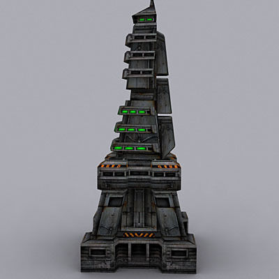 Sci-Fi Buildings collection Low-poly 3D model_5