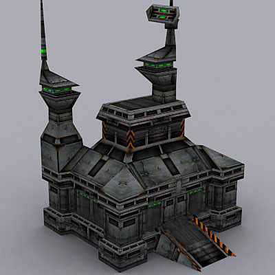 Sci-Fi Buildings collection Low-poly 3D model_2