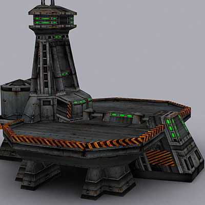 Sci-Fi Buildings collection Low-poly 3D model_25