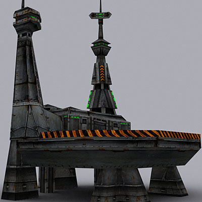 Sci-Fi Buildings collection Low-poly 3D model_16