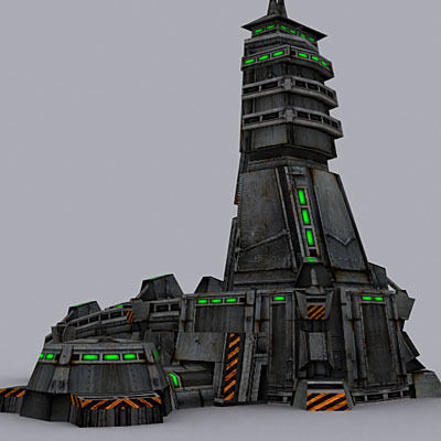 Sci-Fi Buildings collection Low-poly 3D model_17