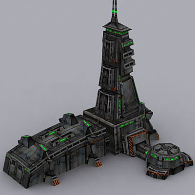 Sci-Fi Buildings collection Low-poly 3D model_18