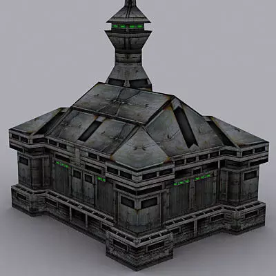 Sci-Fi Buildings collection Low-poly 3D model_0