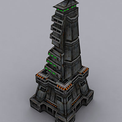 Sci-Fi Buildings collection Low-poly 3D model_4