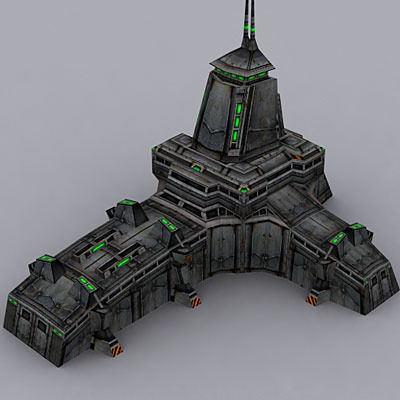 Sci-Fi Buildings collection Low-poly 3D model_21