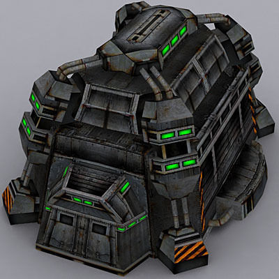 Sci-Fi Buildings collection Low-poly 3D model_13