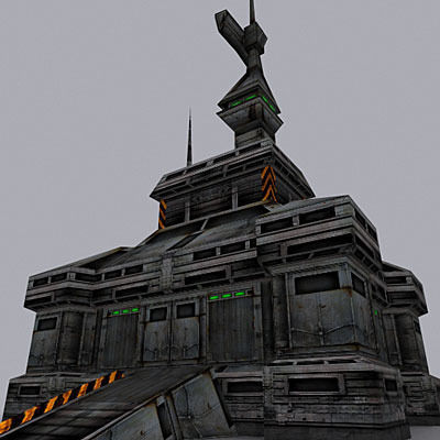 Sci-Fi Buildings collection Low-poly 3D model_3