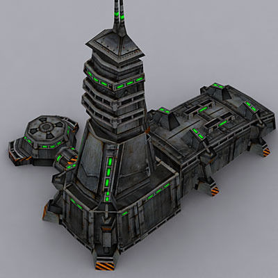 Sci-Fi Buildings collection Low-poly 3D model_19