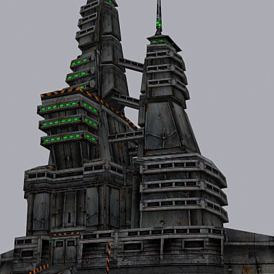 Sci-Fi Buildings collection Low-poly 3D model_8