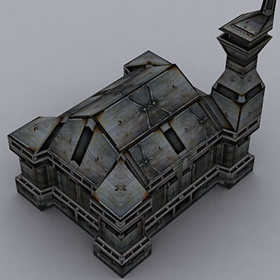 Sci-Fi Buildings collection Low-poly 3D model_1