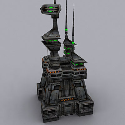 Sci-Fi Buildings collection Low-poly 3D model_6