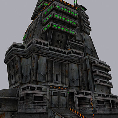Sci-Fi Buildings collection Low-poly 3D model_10