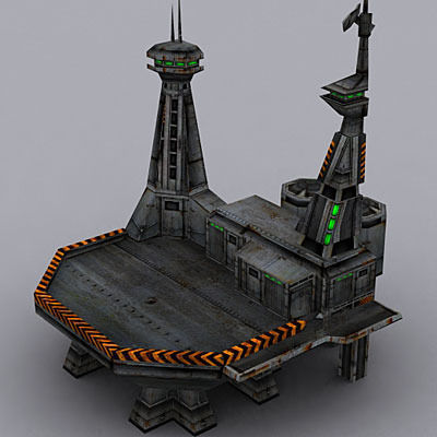 Sci-Fi Buildings collection Low-poly 3D model_14