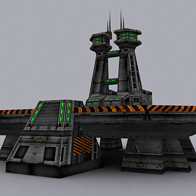 Sci-Fi Buildings collection Low-poly 3D model_24