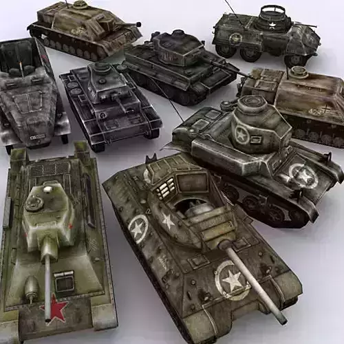 WW2 Tanks collection Low-poly 3D model
