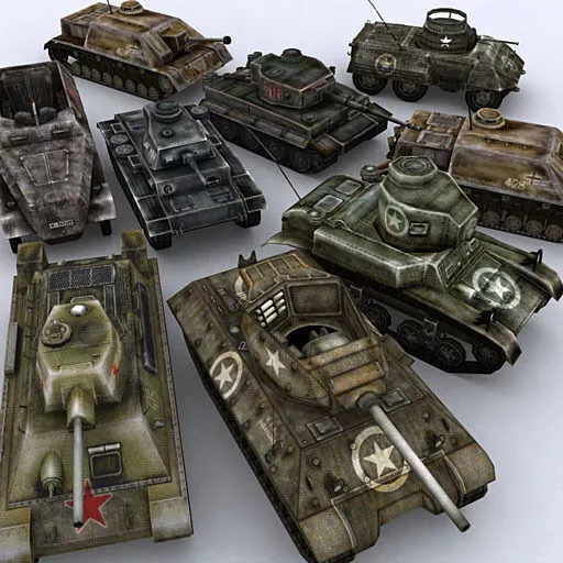 WW2 Tanks collection Low-poly 3D model