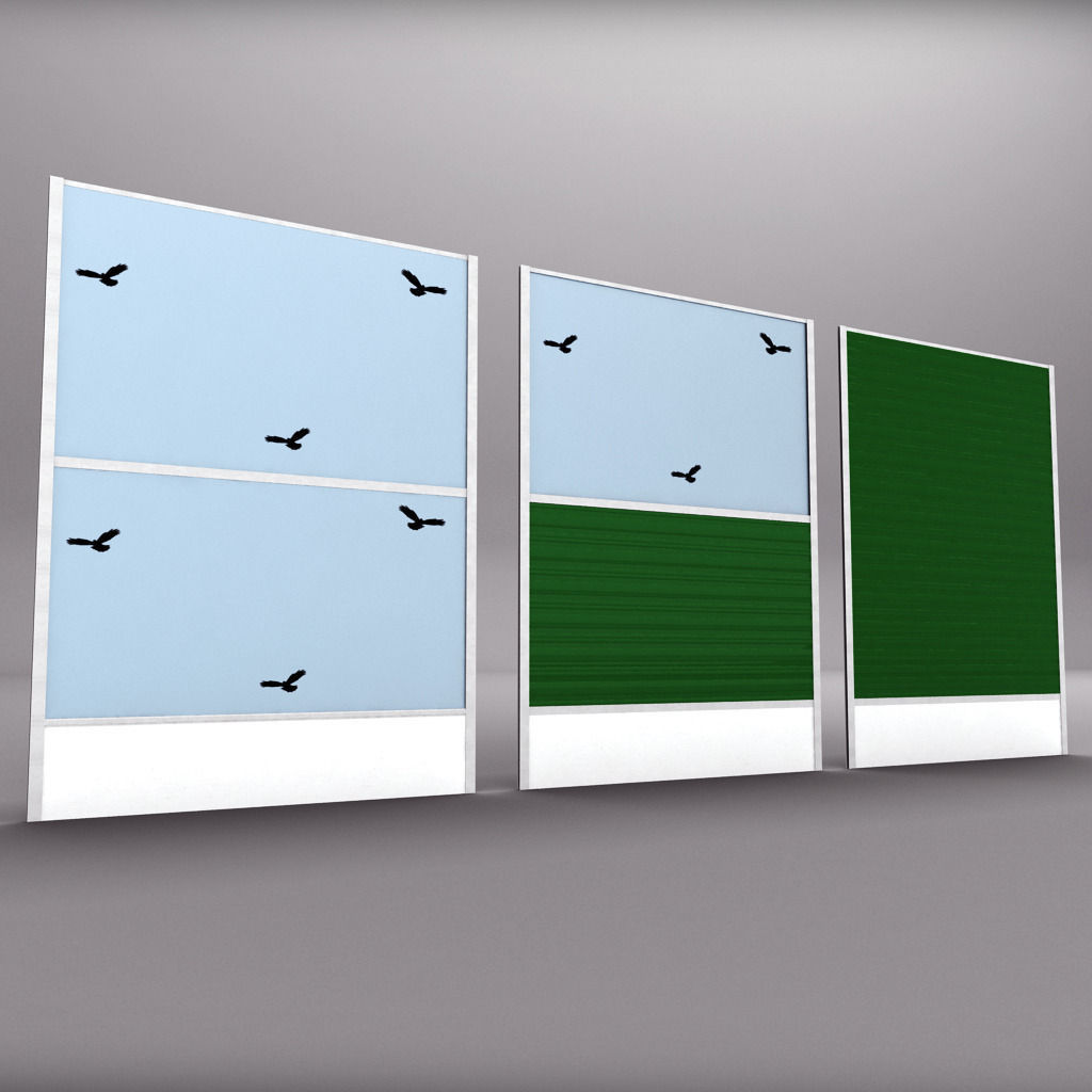 Road car noise barrier set 3D model_12