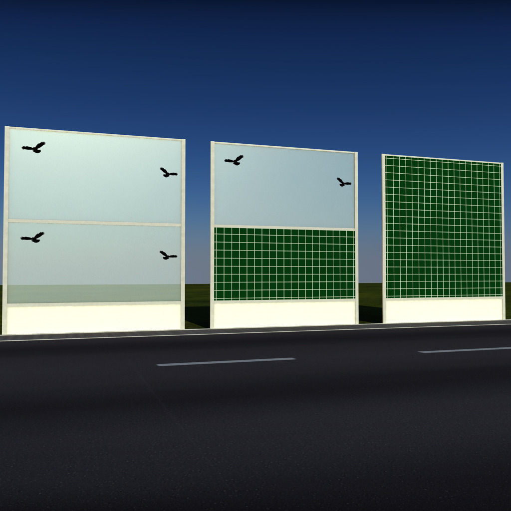 Road car noise barrier set 3D model_4