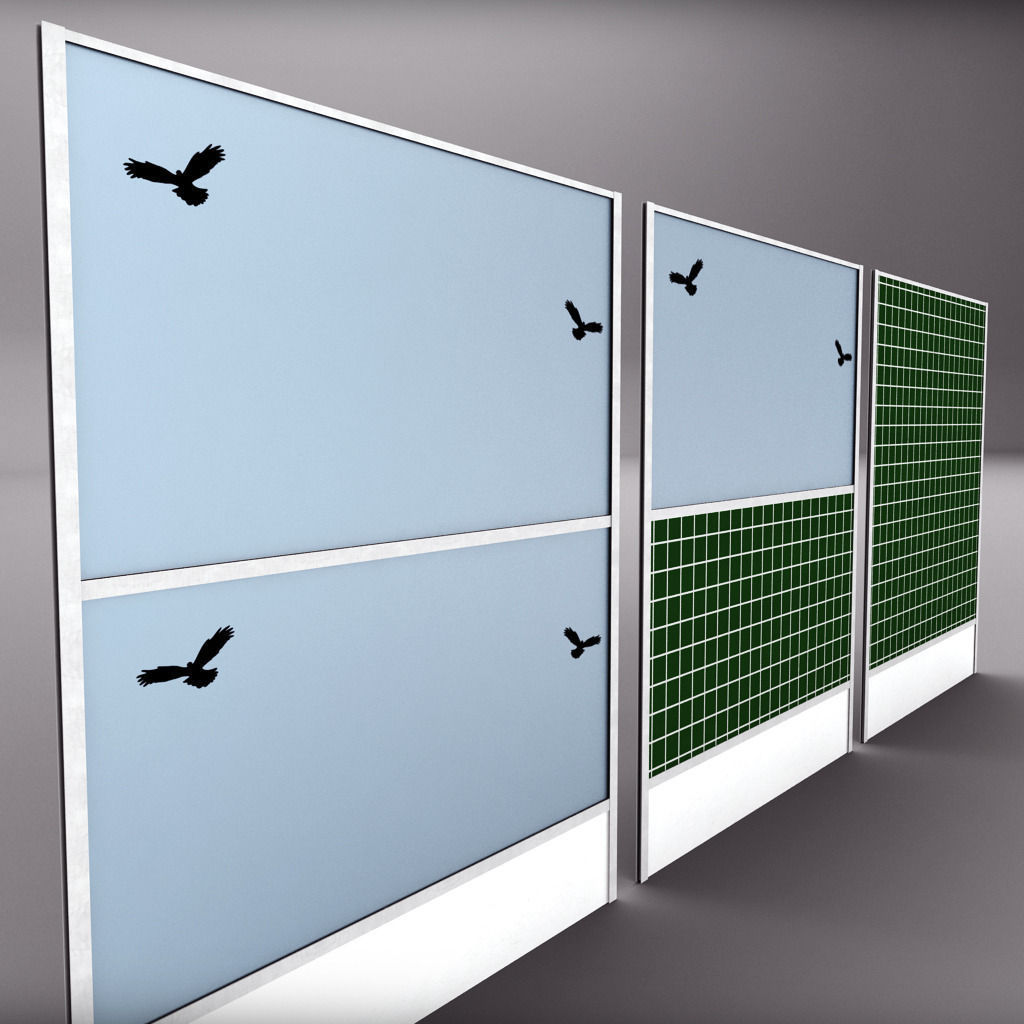 Road car noise barrier set 3D model_7