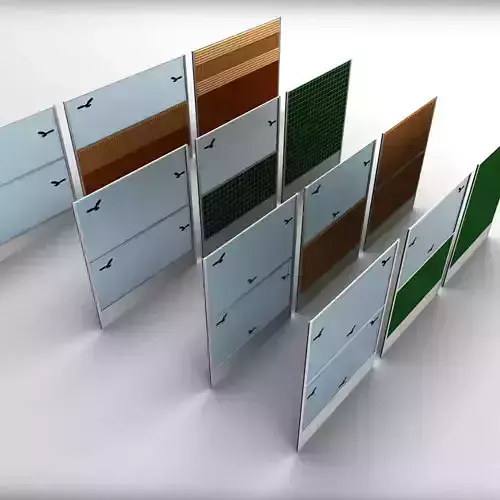 Road car noise barrier set 3D model