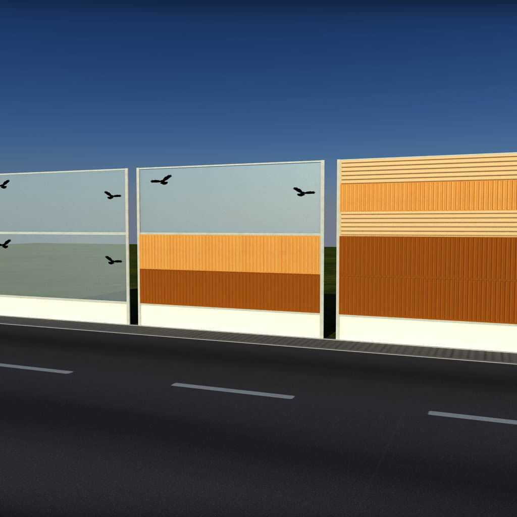 Road car noise barrier set 3D model_9