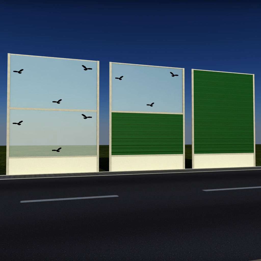 Road car noise barrier set 3D model_11