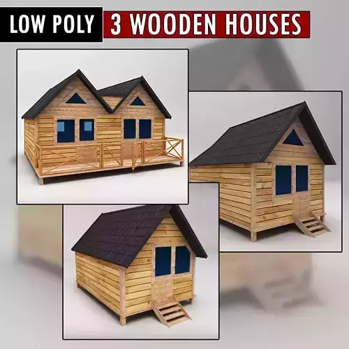 Wooden Houses Pack low poly