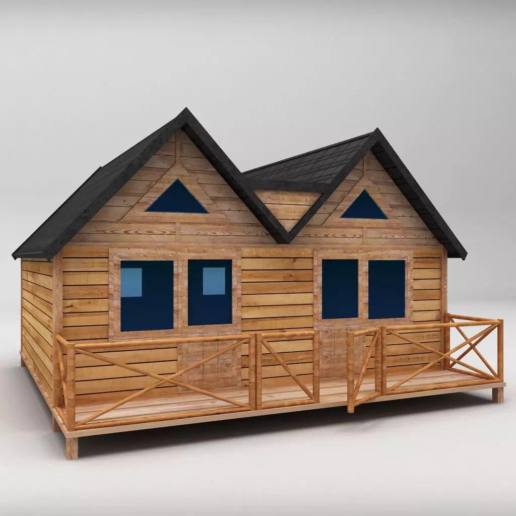 Wooden House Large low poly Low-poly 3D model