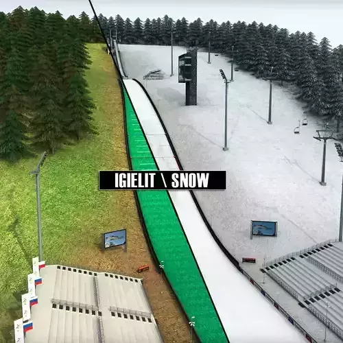 Ski jumping hill high detail 3D model