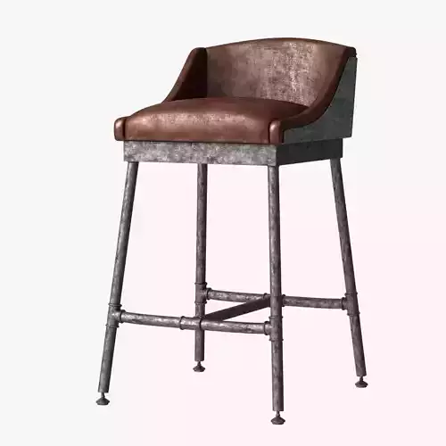 Restoration Hardware Iron Scaffold Leather Barstool 3D model