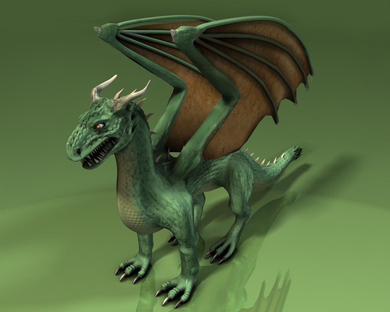 Winged Green Dragon Low-poly 3D model_3