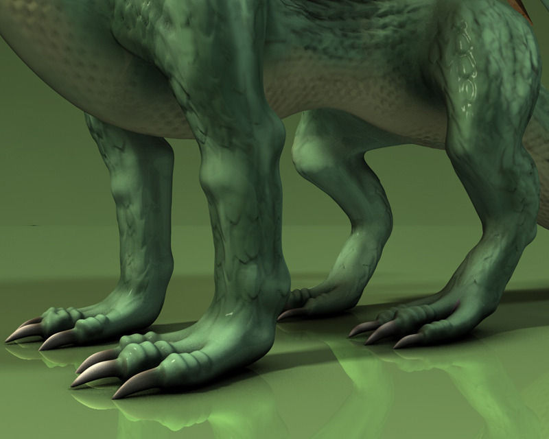 Winged Green Dragon Low-poly 3D model_7