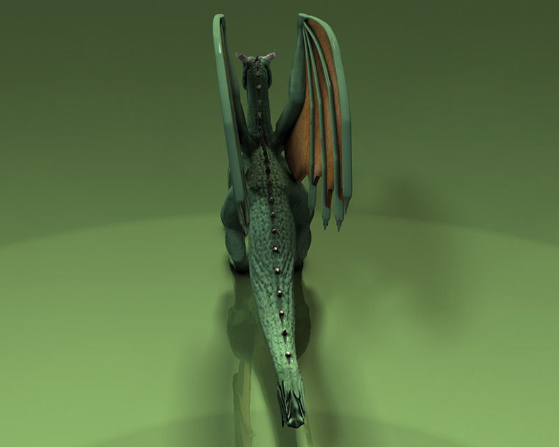 Winged Green Dragon Low-poly 3D model_4