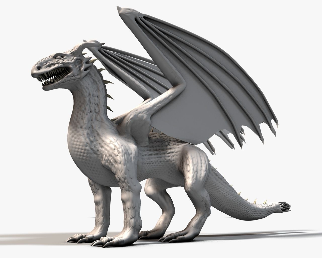 Winged Green Dragon Low-poly 3D model_8