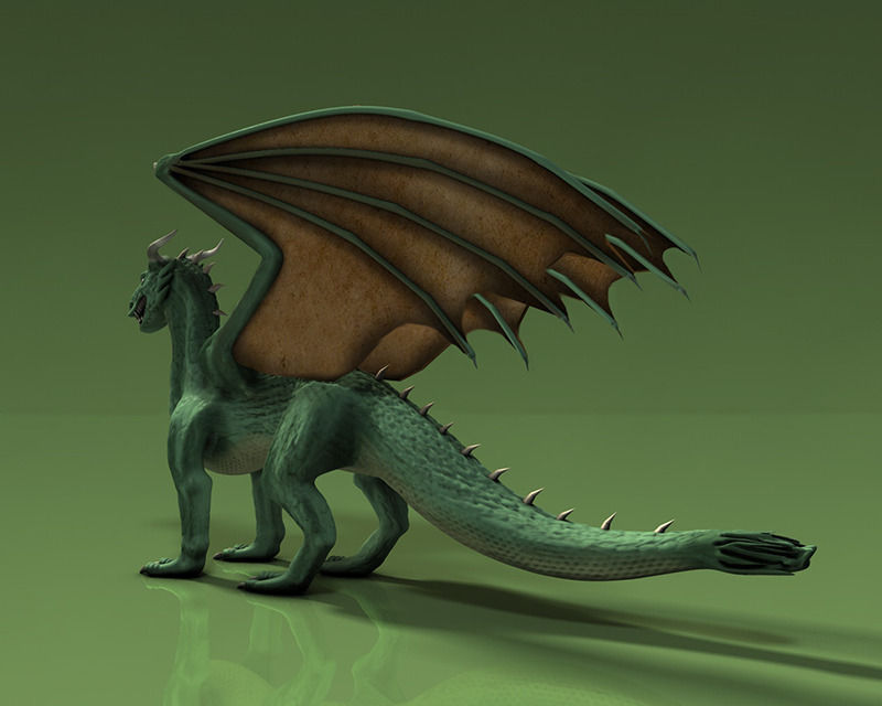 Winged Green Dragon Low-poly 3D model_5
