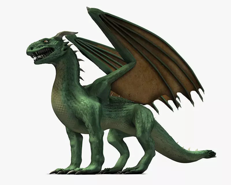 Winged Green Dragon Low-poly 3D model_0