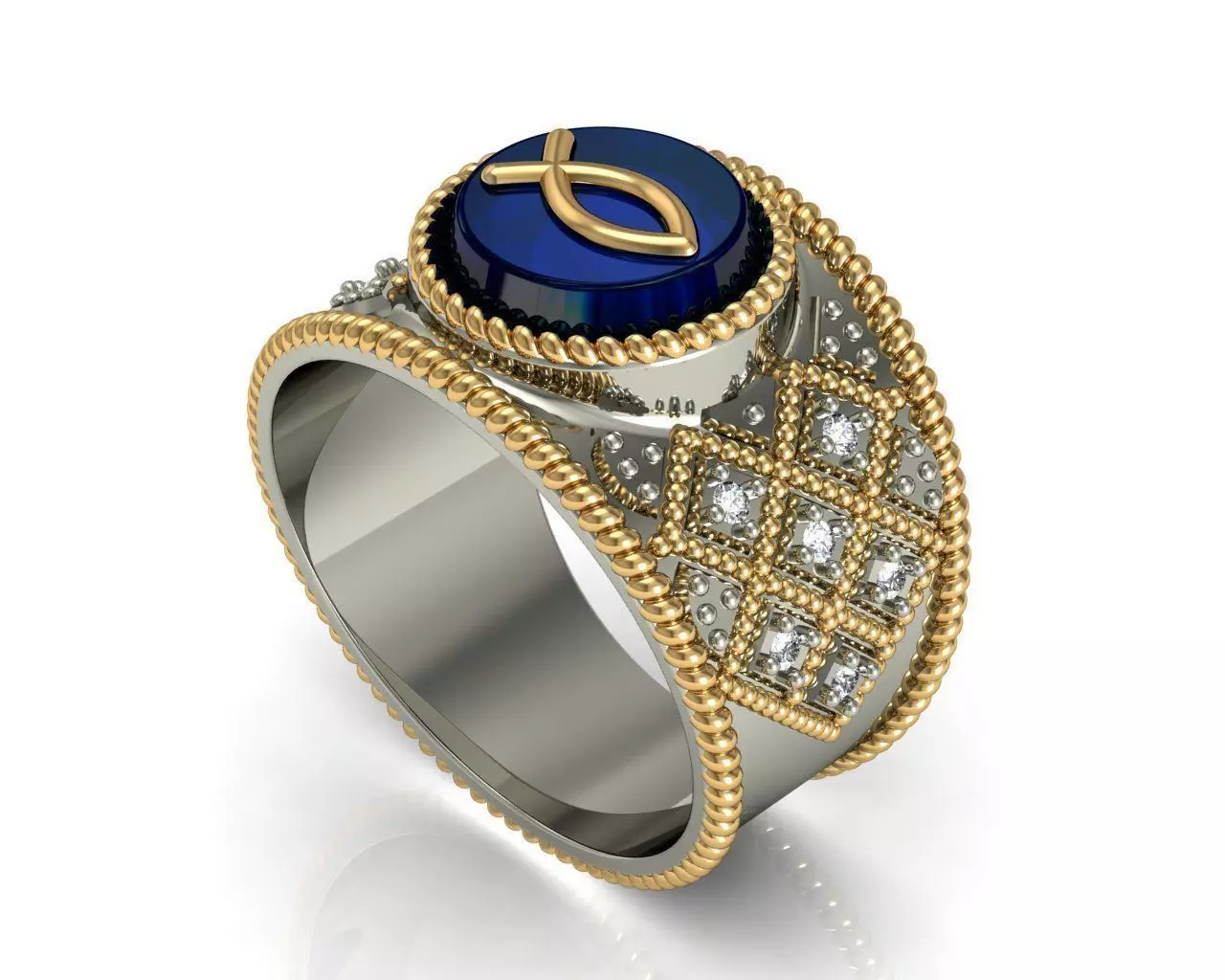 Ring with fish sign of God 3D print model_0